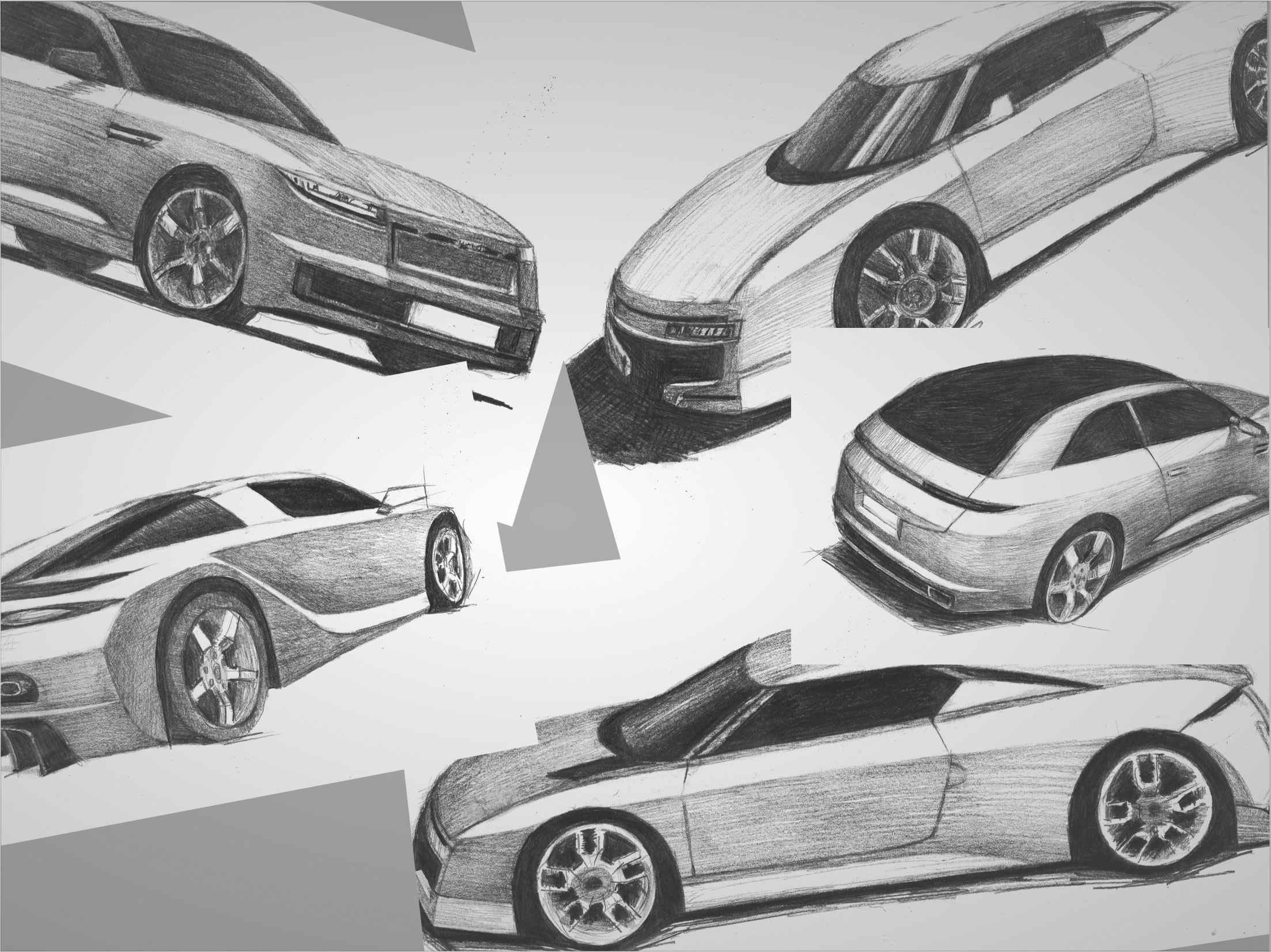 Hand drawn car sketches