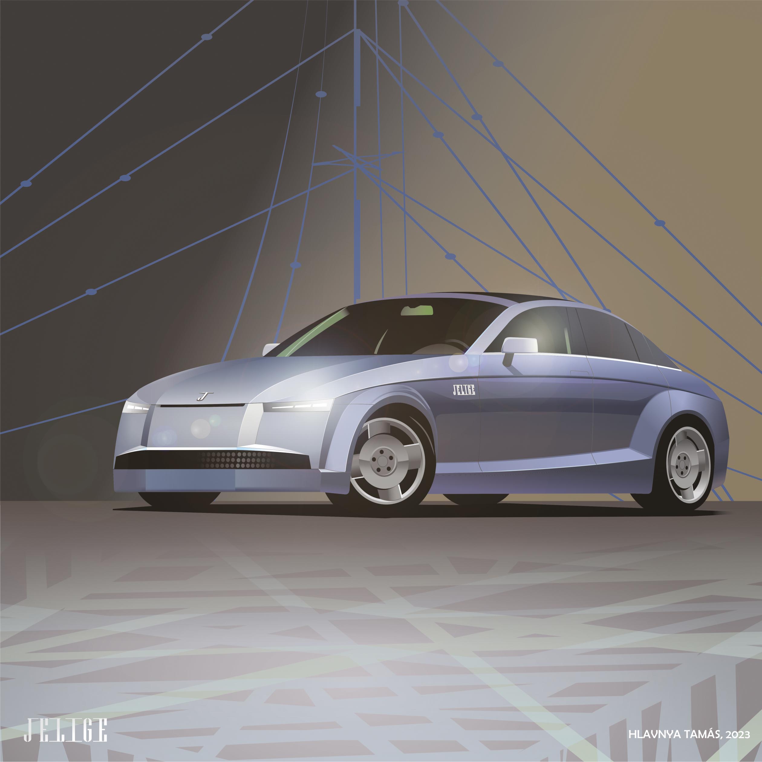 Render with construction sketch
